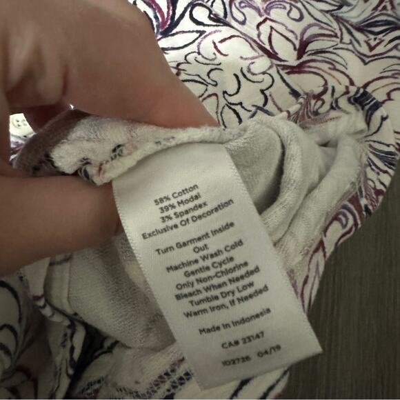 Talbots White & Purple Geometric Print 3/4 Sleeve Pullover Top Size L - Picture 6 of 8